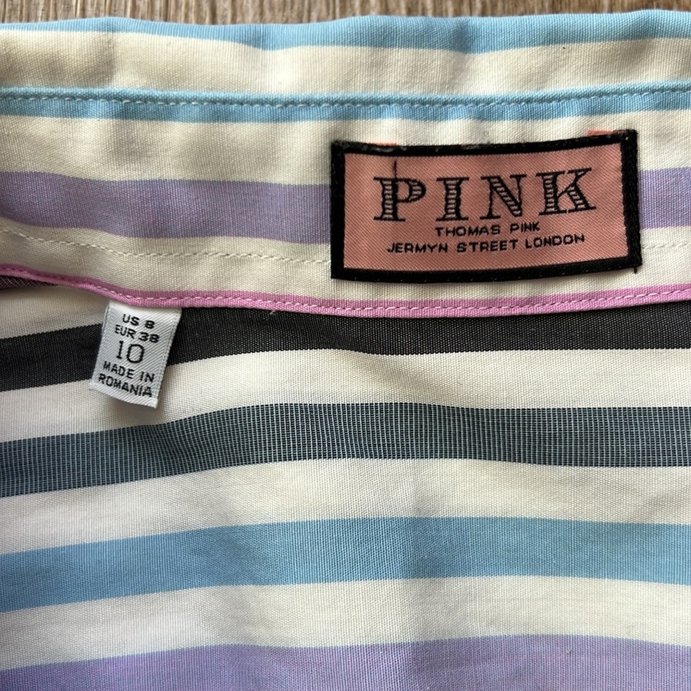 Thomas Pink Women’s Long Sleeve Striped Multicolor Button Down Top Size: 8 - Picture 8 of 17